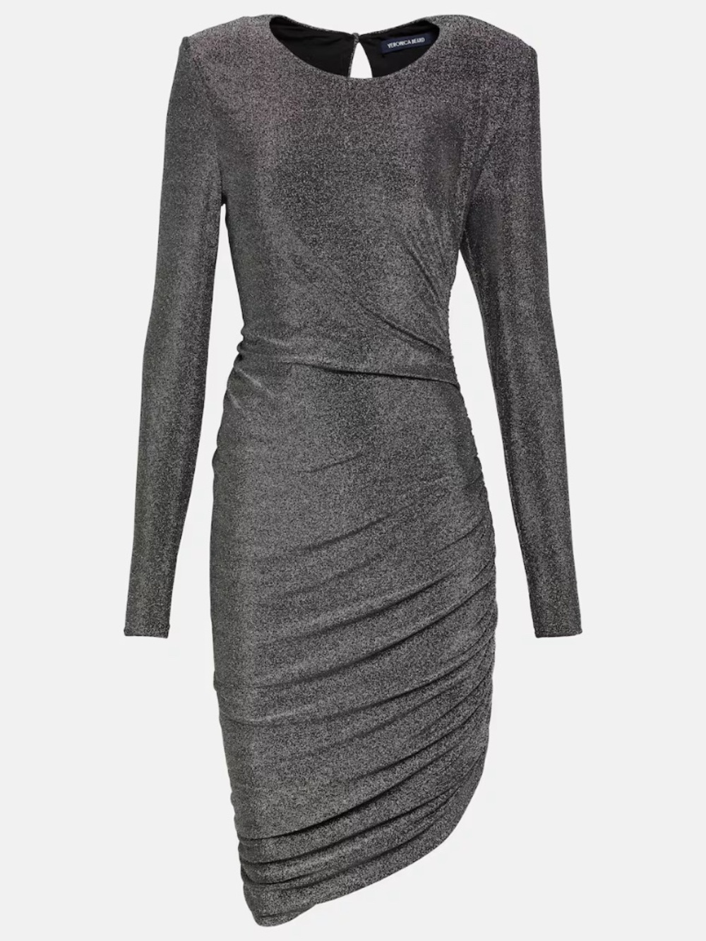 NWOT Veronica Beard Cyrus Metallic Ruched Mini Dress Silver Gunmetal Sz XS $300